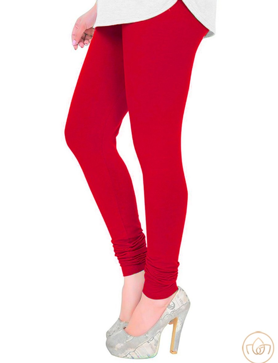 Women IndiFeels Pants Only | Free Size Stretchable Chudidar Leggings - Red