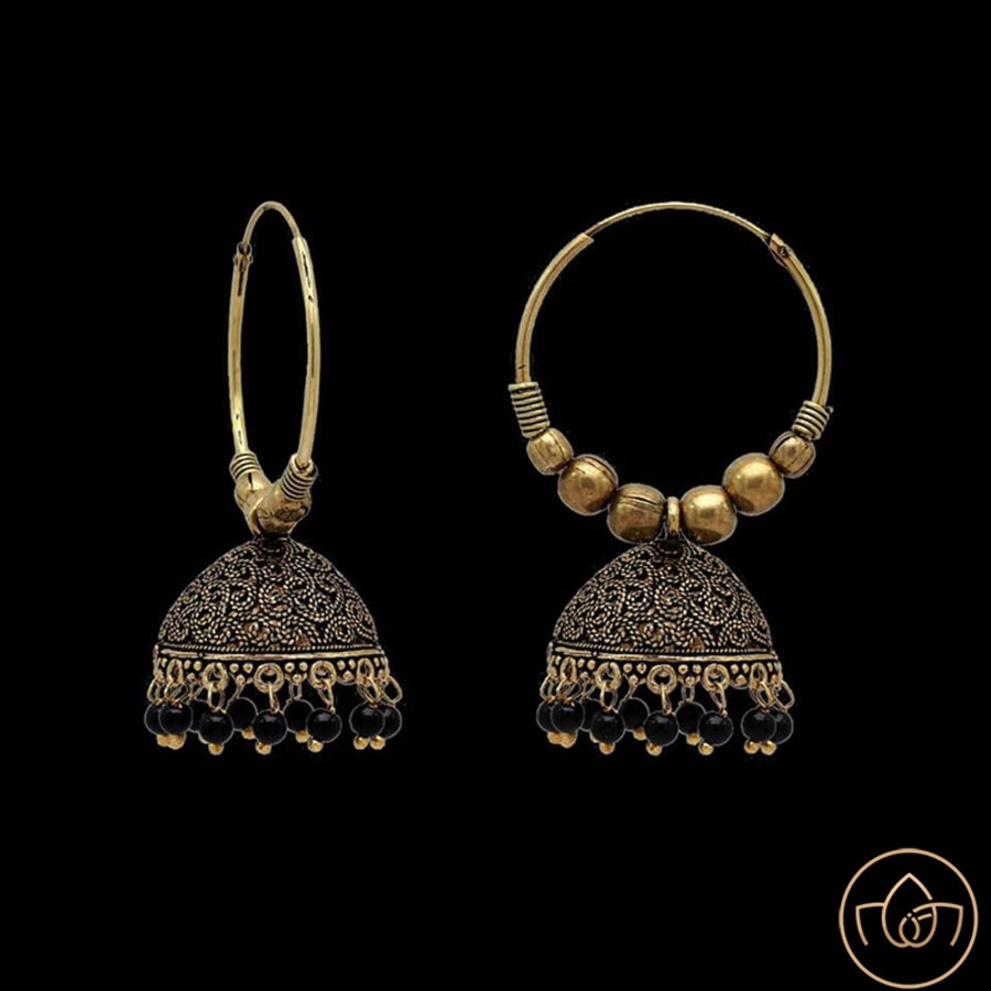 Women IndiFeels Earrings | Oxidised Ring Jhumki Earrings