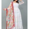 Women IndiFeels Suits | Chiffon White Gown With Digital Printed Duppata