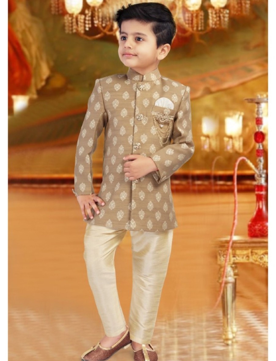 Kids IndiFeels | Golden Brown Jodhpuri And Pyjama