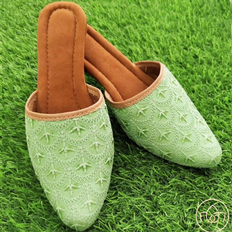 Women IndiFeels | Women Mules/Jutti - Mint/Light Green