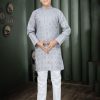 Kids IndiFeels | Boys Grey Mirror Kurta Pajama