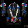 Women IndiFeels Floral Jewellery | Long Floral Necklace Set With Earrings , Rings , Maang Tikka & Bracelet