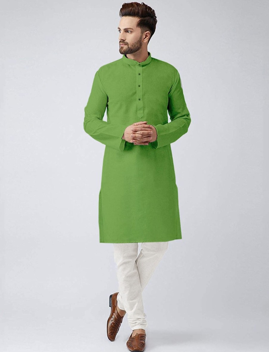 Men IndiFeels | Men Stylish Kurta Pyjama - Parrot Green