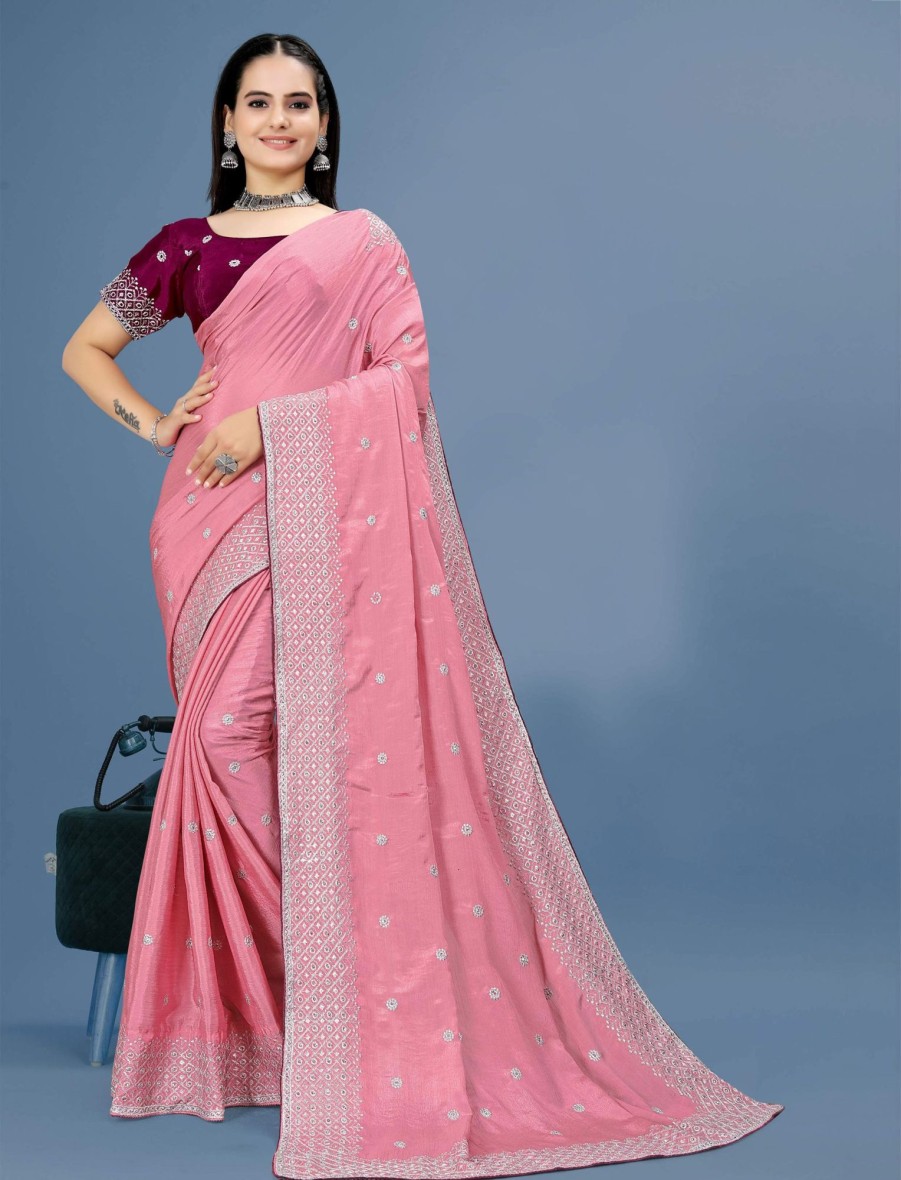 Women IndiFeels Sarees | Indian Wedding Pink Saree