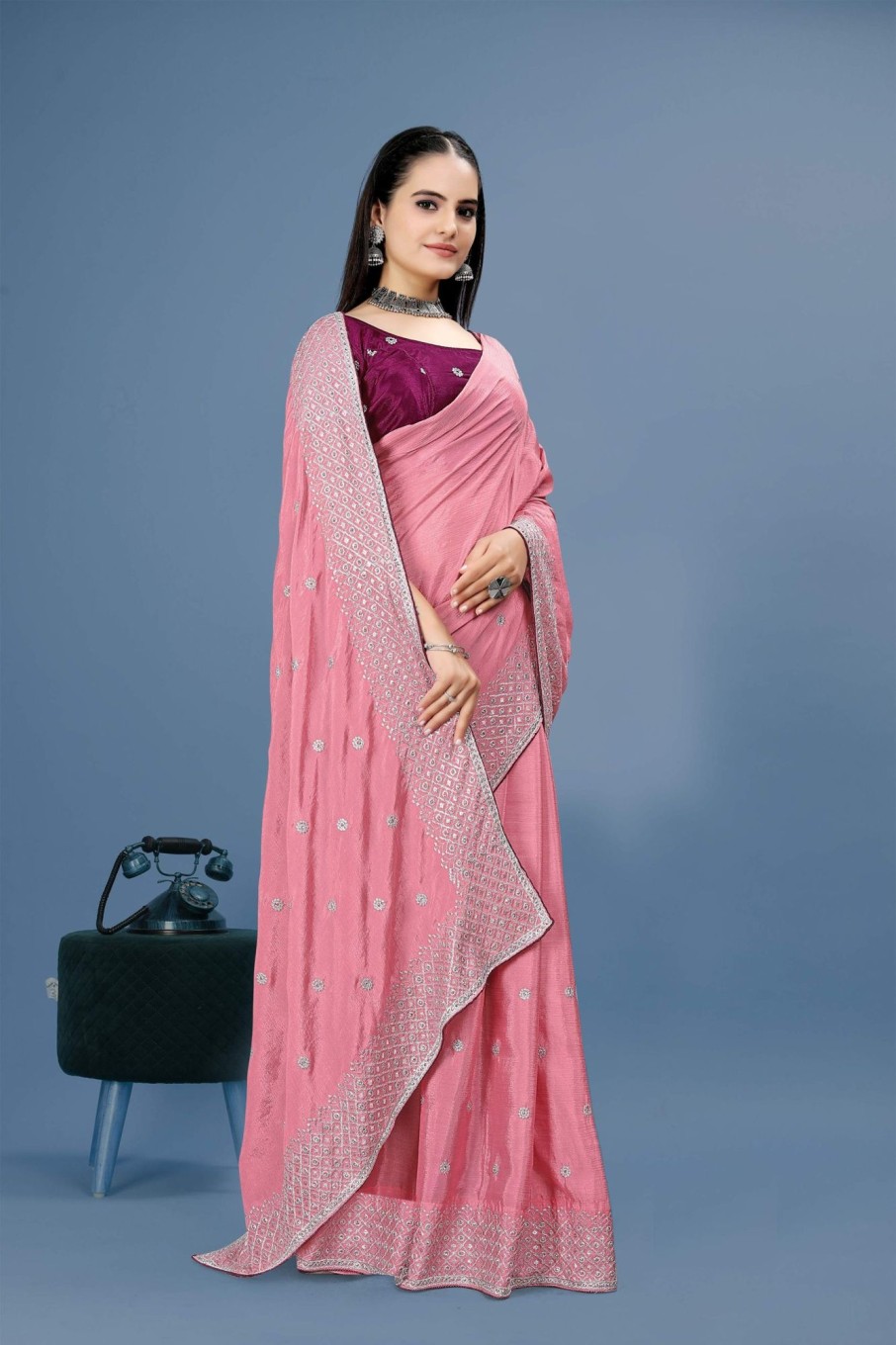 Women IndiFeels Sarees | Indian Wedding Pink Saree