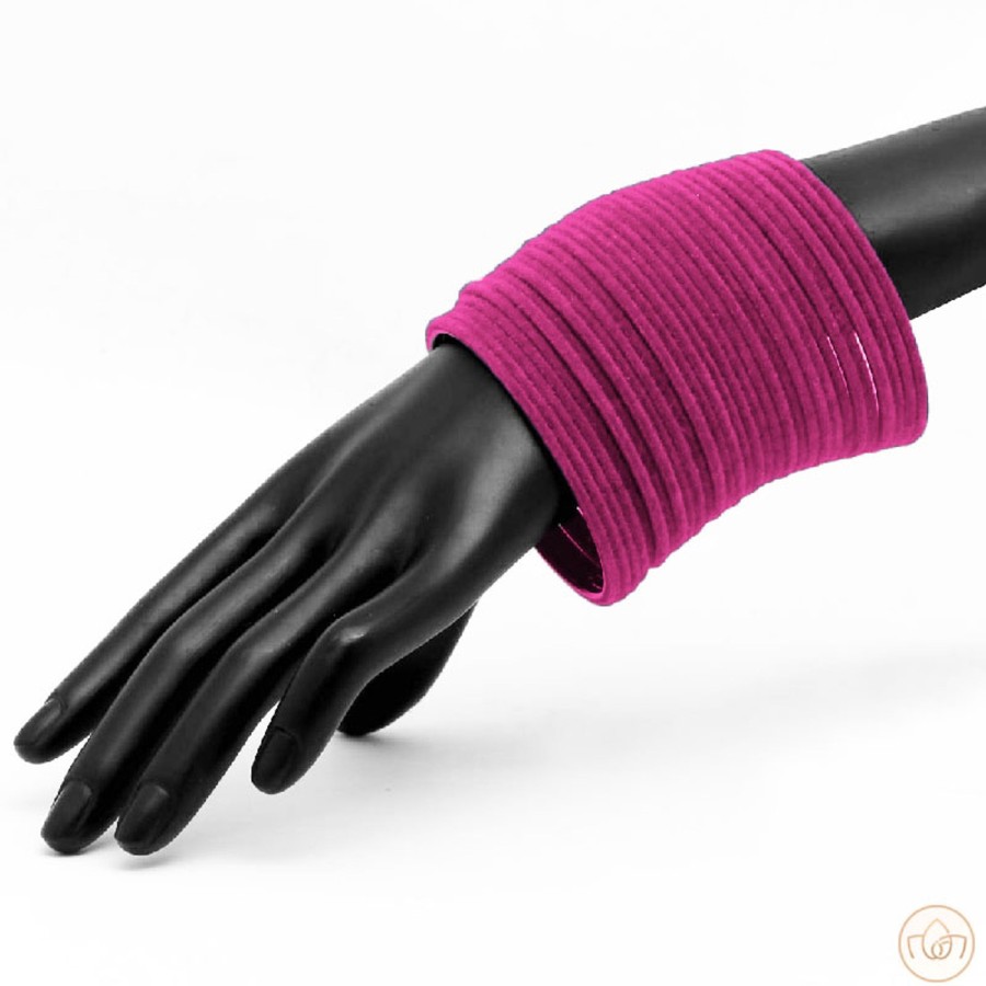 Women IndiFeels Bangles | Velvet Bangles (4 Dozens Set) - Hot Pink