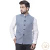 Men IndiFeels | All Season Wear Nehru Jacket - Light Blue