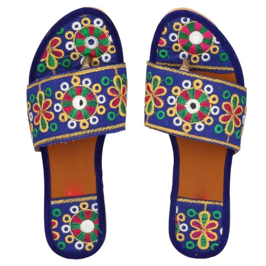 Women IndiFeels | Women Blue Flats Sandal