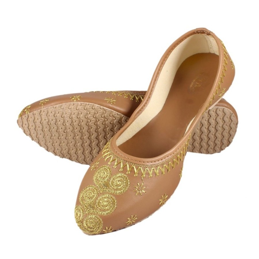 Women IndiFeels | Synthetic Coffee Embroidery Work Pvc Sole Wome'S Jutti