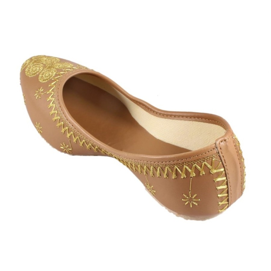 Women IndiFeels | Synthetic Coffee Embroidery Work Pvc Sole Wome'S Jutti