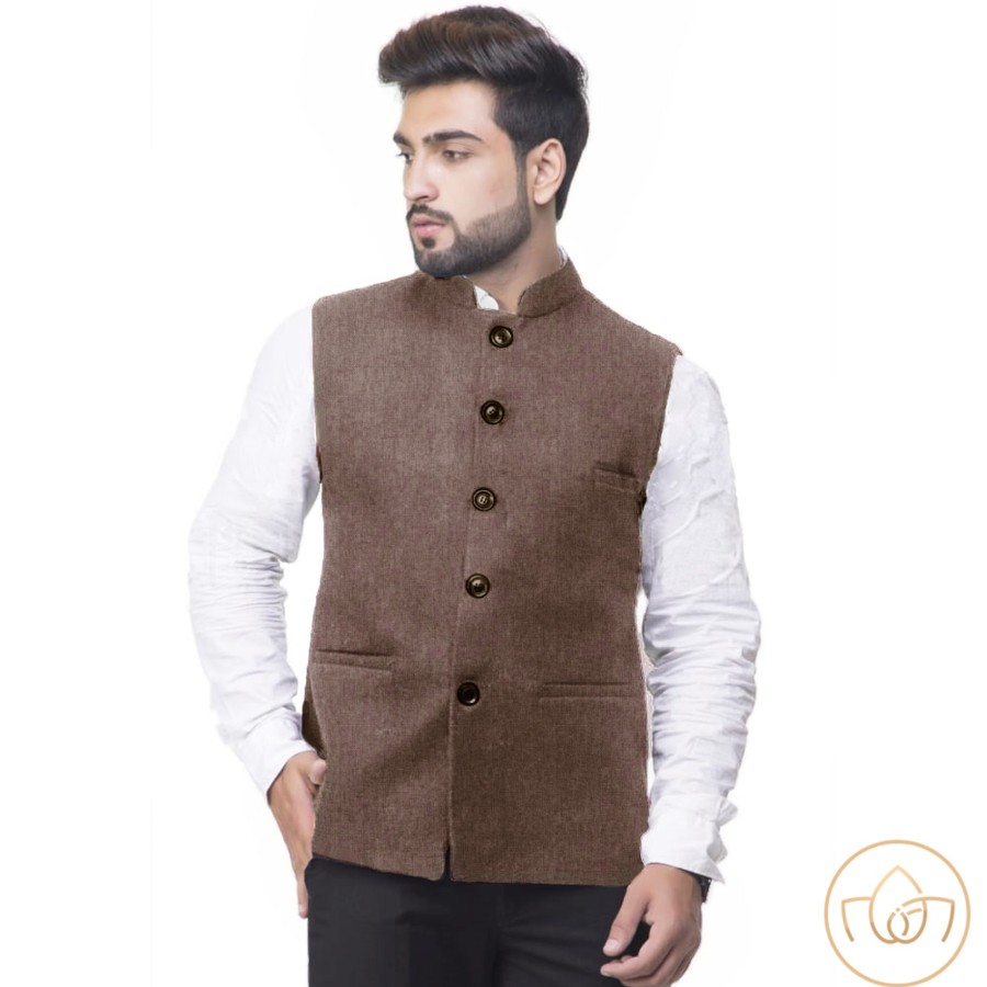 Men IndiFeels | Mens Classic Brown Nehru Jacket