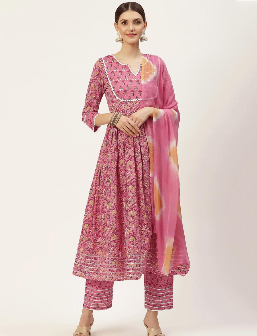 Women IndiFeels Anarkali | Pink Anarkali Kurti Set Women