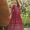 Women IndiFeels Anarkali | Long Maroon Anarkali Kurti Woman