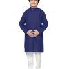 Kids IndiFeels | Plain Cotton Kurta Pyjama - Blue