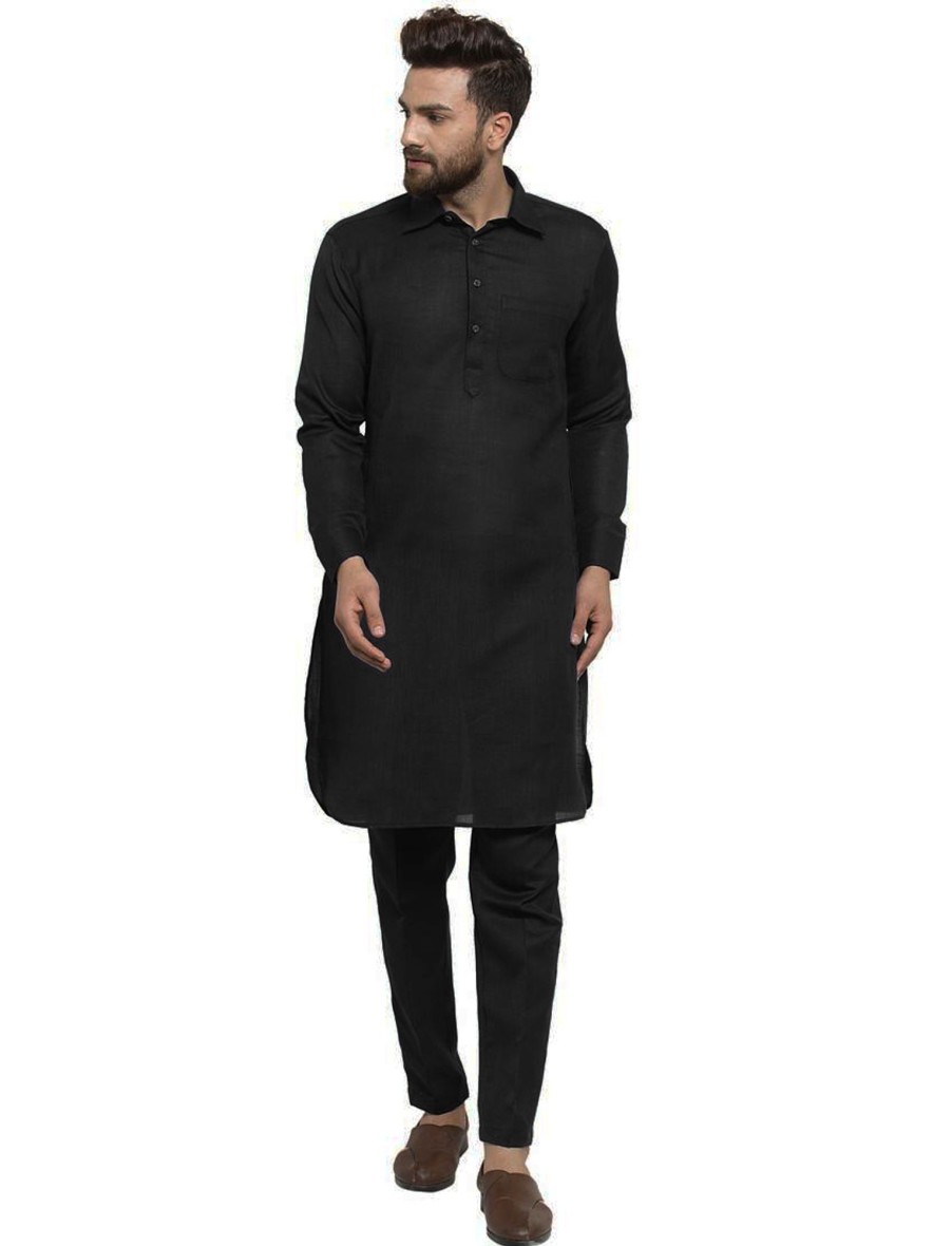 Men IndiFeels | Black Punjabi Kurta Pajama