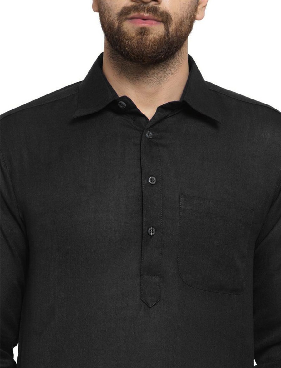 Men IndiFeels | Black Punjabi Kurta Pajama