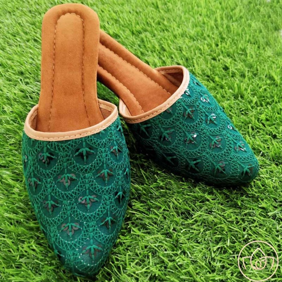 Women IndiFeels | Women Mules/Jutti - Green