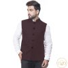 Men IndiFeels | All Season Wear Nehru Jacket -Wine