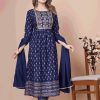 Women IndiFeels Anarkali | Printed Blue Nayra Cut Suit For Women