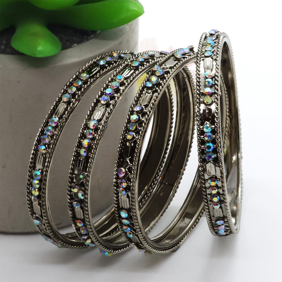 Women IndiFeels Bangles | Black Oxidised Bangles Set