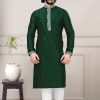 Men IndiFeels | New Printed Green Kurta Pajama