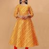 Women IndiFeels Anarkali | Embroidered Yellow Anarkali Kurti Woman