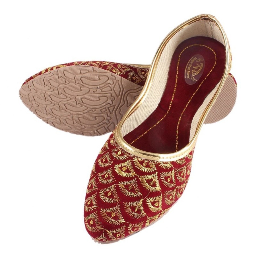 Women IndiFeels | Synthetic Maroon Jutti