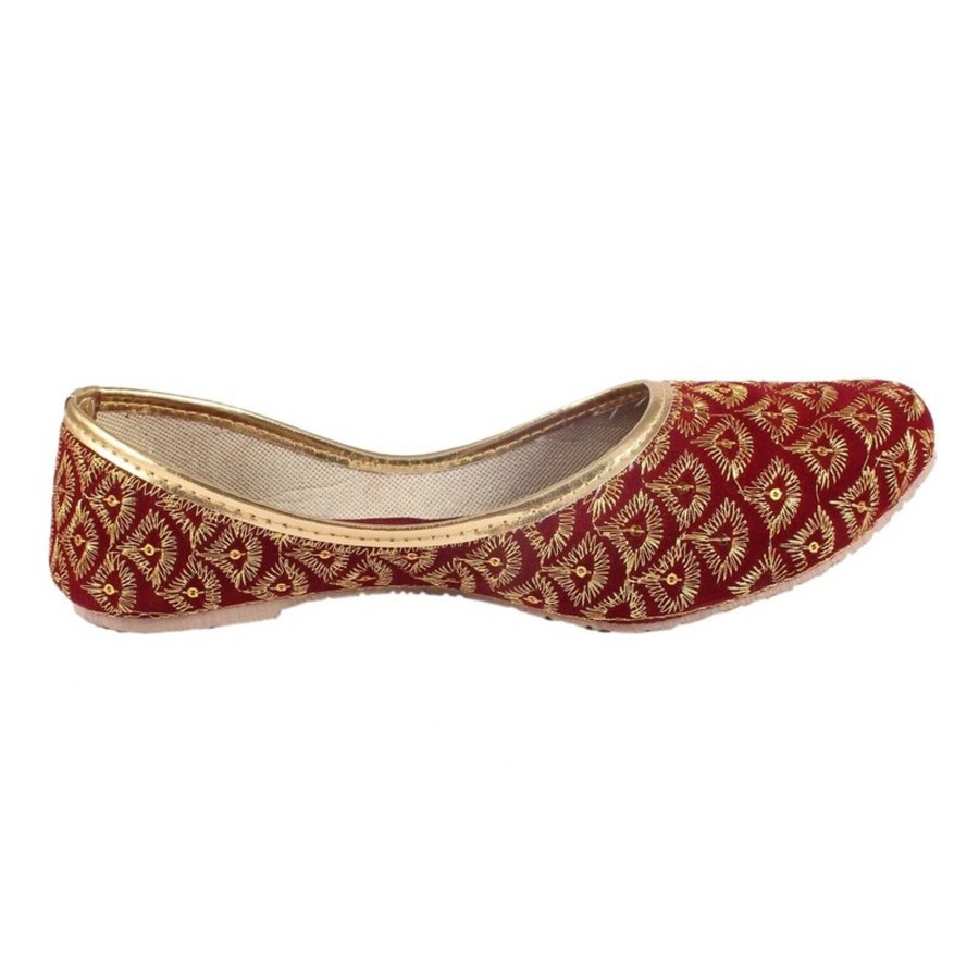 Women IndiFeels | Synthetic Maroon Jutti