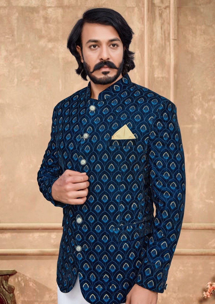 Men IndiFeels | Teal Jodhpuri (Only Jacket)