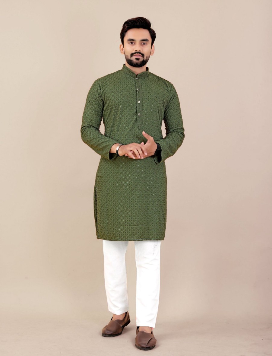 Men IndiFeels | Green Kurta Pajama