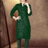 Women IndiFeels Kurti | Green Chikankari Kurti Women