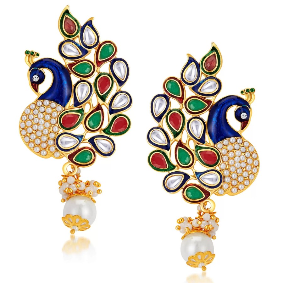 Women IndiFeels Earrings | Multicolour Peacock Design Earring