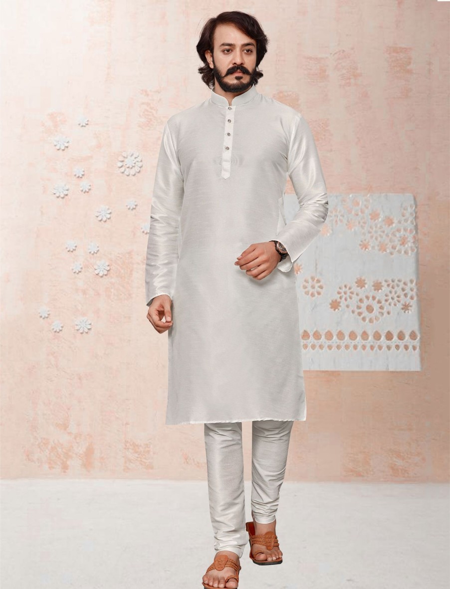 Men IndiFeels | Men'S Kurta Pajama - White