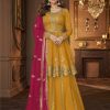 Women IndiFeels Lehenga | Embroidered Mustard Georgette Lehenga Suit