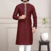 Men IndiFeels | Silk Kurta Pajama - Maroon