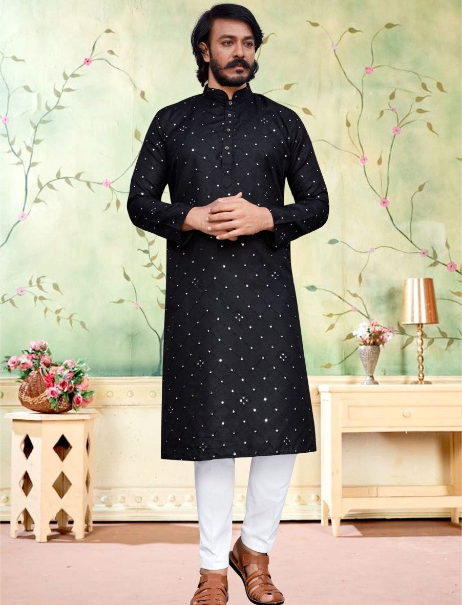 Men IndiFeels | Black Mirror Kurta Pyjama