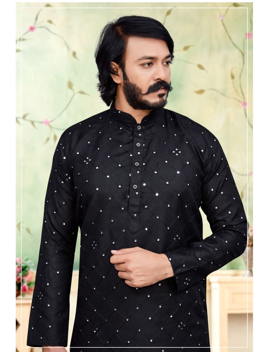 Men IndiFeels | Black Mirror Kurta Pyjama