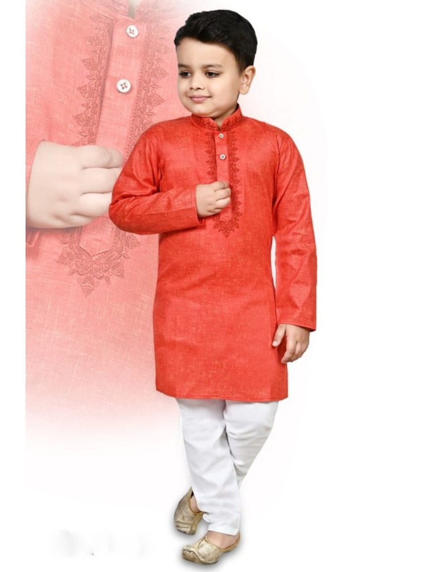 Kids IndiFeels | Kids Kurta Pyjama - Orange