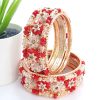 Women IndiFeels Bangles | Red And Golden Bangles Set