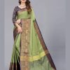 Women IndiFeels Sarees | Blue And Green Cotton Silk Saree