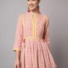 Women IndiFeels Short Top Kurti | Flared Pink Short Kurti Women