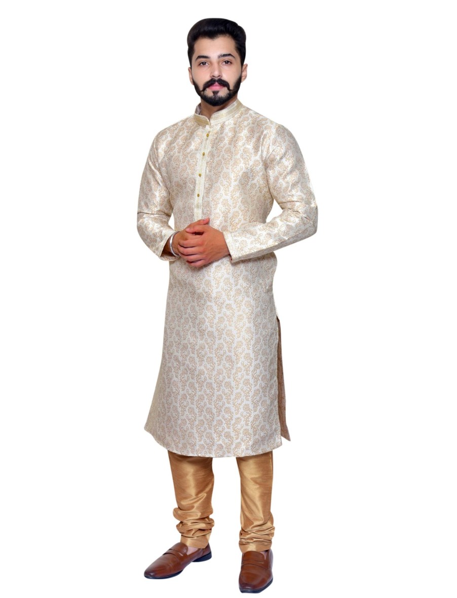 Men IndiFeels | Golden Sherwani Kurta Pajama