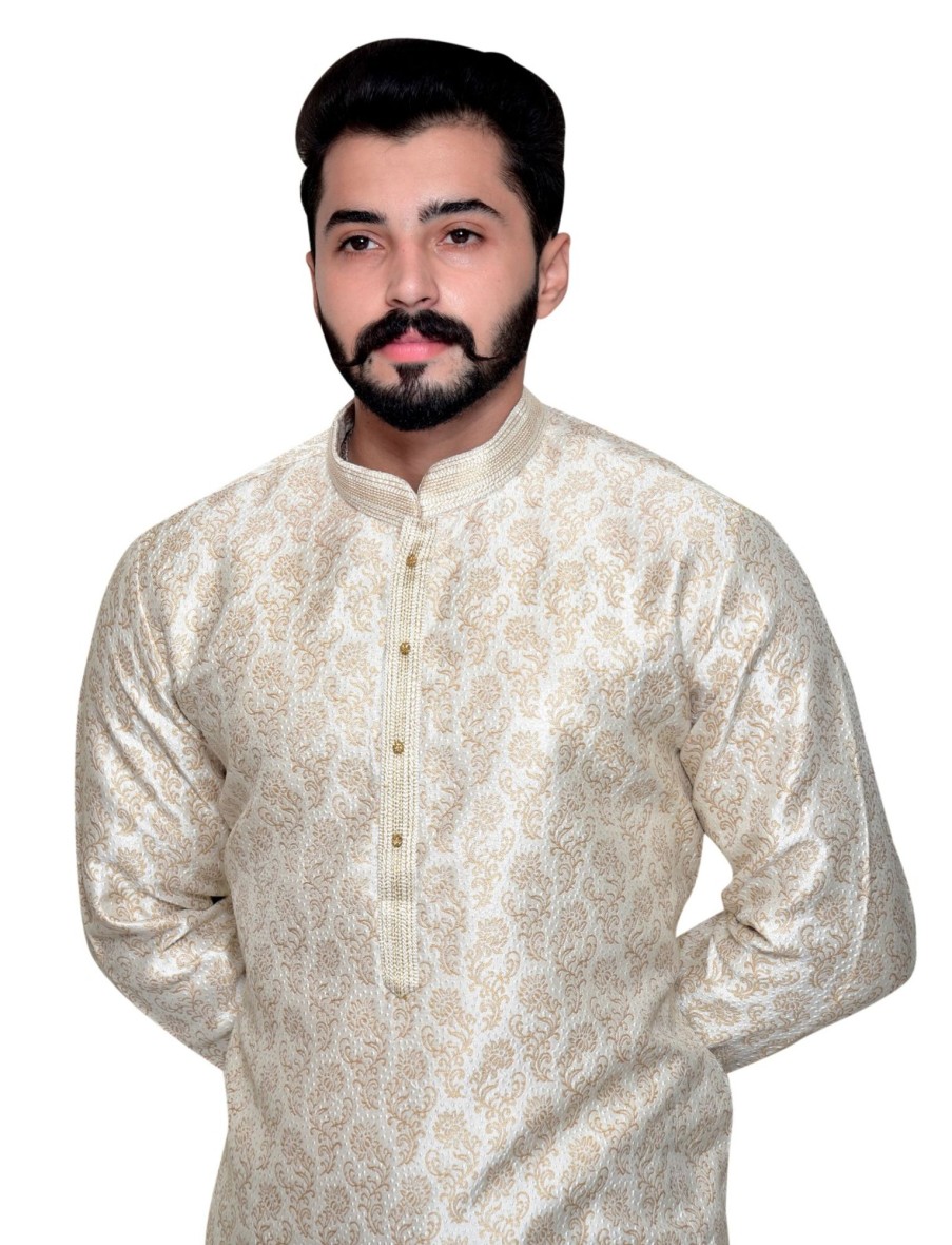 Men IndiFeels | Golden Sherwani Kurta Pajama