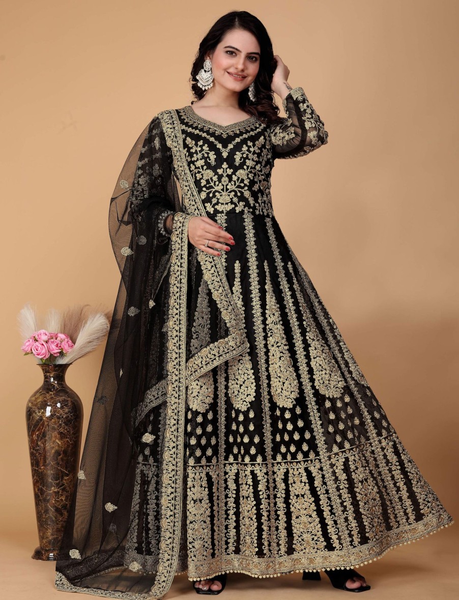 Women IndiFeels Anarkali | Black Anarkali Gown For Woman