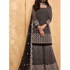 Women IndiFeels Suits | Black Embroidery Sharara Suit