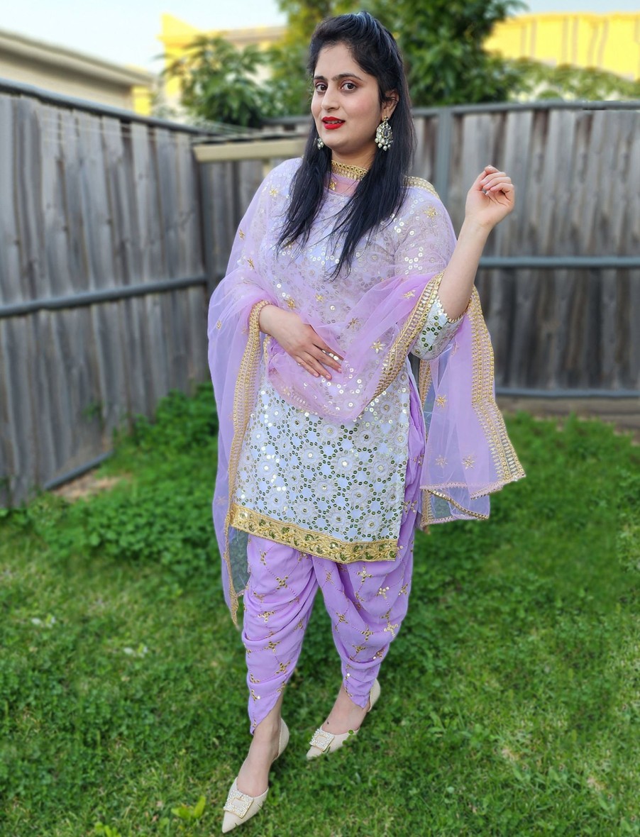 Women IndiFeels Suits | Purple Dhoti Salwar Kameez