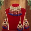 Women IndiFeels Necklace | Blue Color Kundan Necklace Set