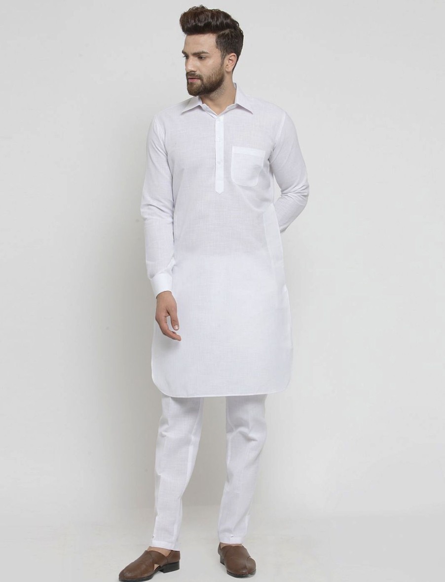 Men IndiFeels | White Punjabi Kurta Pajama For Men