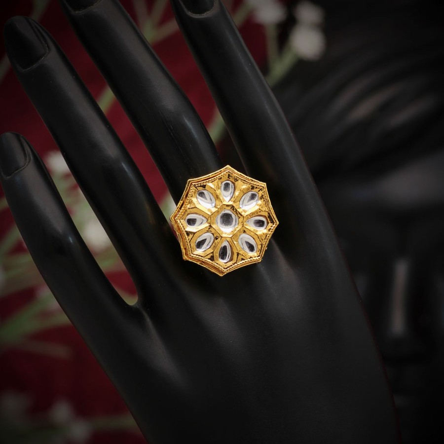 Women IndiFeels Rings | Kundan Meenakari Ring